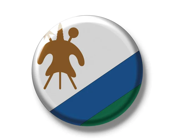 Emblema de botão com bandeira de Lesoto — Fotografia de Stock