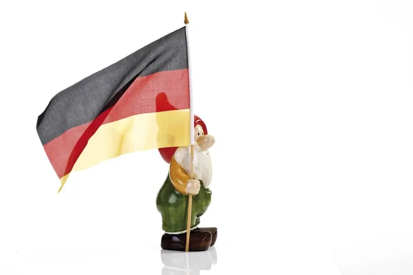 Gartenzwerg Mit Deutscher Nationalflagge — Stockfoto