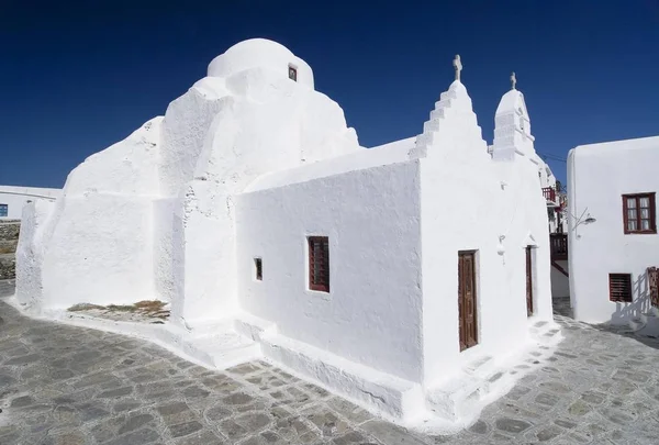 Igreja Branca Panagia Paraportiani Capela Mykonos City Cyclades Grécia Europa — Fotografia de Stock