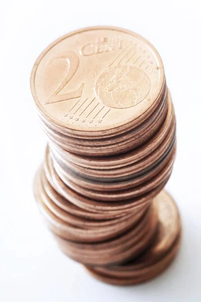 Stapel Von Münzen Zwei Cent Münzen — Stockfoto