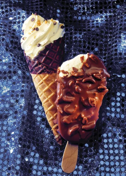 Мороженое Леденец Мороженое Синей Ткани — стоковое фото