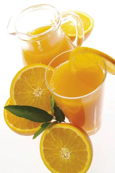 Glass Jug Freshly Squeezed Orange Juice — Stock Photo, Image