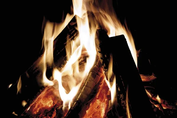 Tronchi Legno Nel Fuoco — Foto Stock