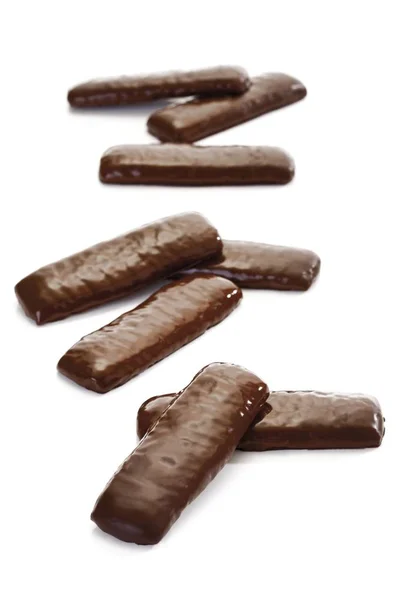 Шоколадные Пряничные Батончики Печенье Изолированы Белом — стоковое фото