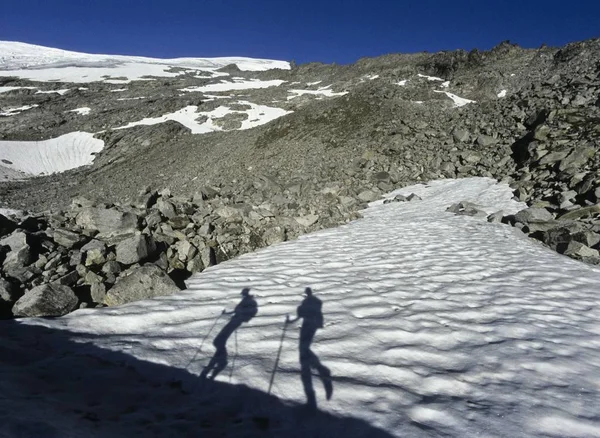 Cień Dwóch Pieszych Wysokie Taury Tyrol Austria Europa — Zdjęcie stockowe