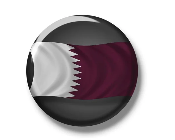 Emblema de botão com bandeira de Qatar — Fotografia de Stock