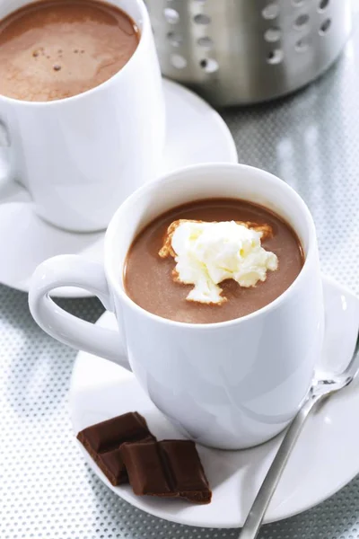 White Cups Chocolate Cream — Stock Photo, Image