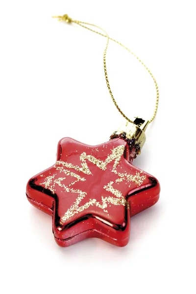 Červený dekorativní hračka pro vánoční stromeček — Stock fotografie