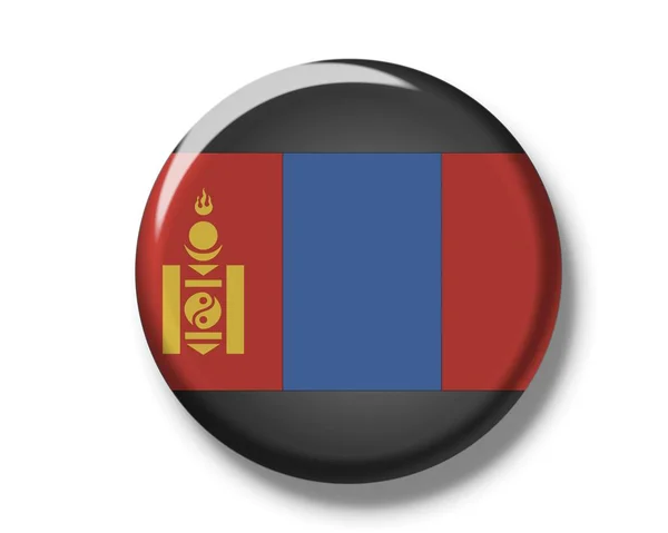 Tlačítko odznak s vlajkou Mongolska — Stock fotografie