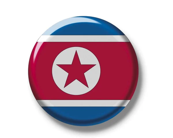 Distintivo de botão com bandeira de North Corea — Fotografia de Stock