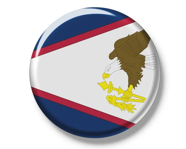 Emblema de botão com bandeira de Samoa Americana — Fotografia de Stock