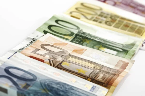 Banconote Euro Isolate Sfondo Bianco — Foto Stock