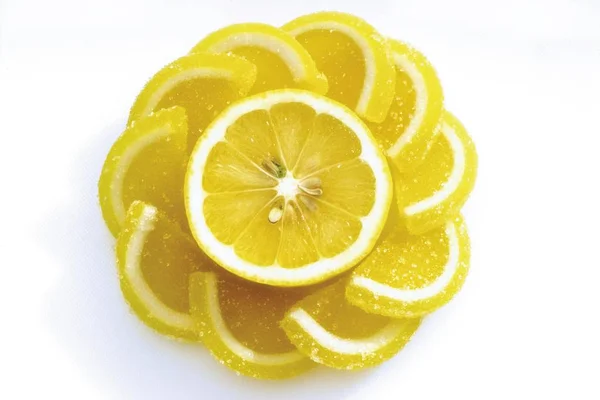 Lemon Jellies White Background — Stock Photo, Image