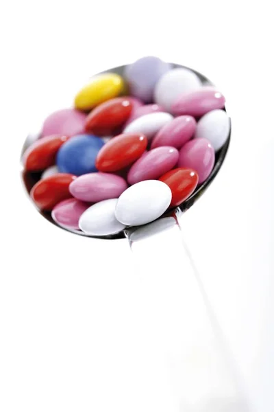 Colourful Chocolate Beans Spoon — Stock Photo, Image