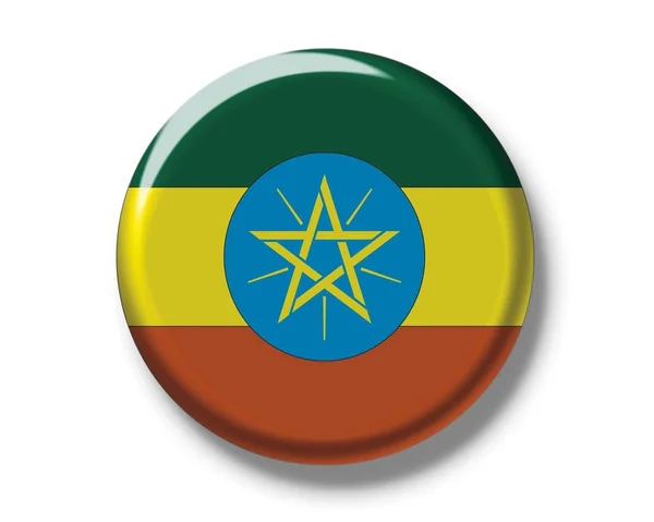 Button badge with flag of Ethiopia — Stock Photo, Image