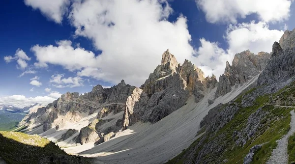 Picos Das Montanhas Puez Com Piz Duleda Parque Nacional Puez — Fotografia de Stock