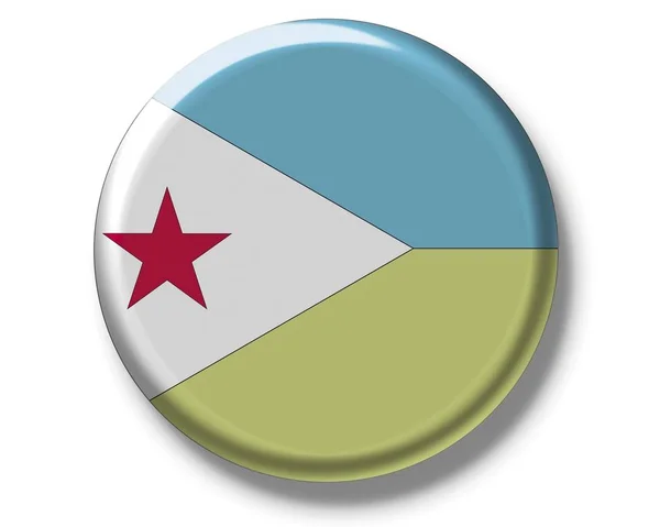 Knop badge met vlag van Djibouti — Stockfoto