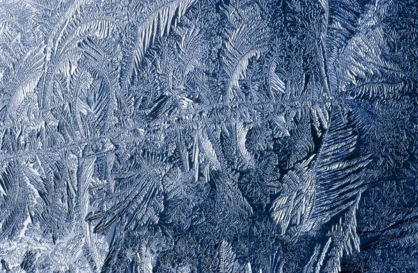 Frost Patroon Ijs Bloemen Ijskristallen — Stockfoto