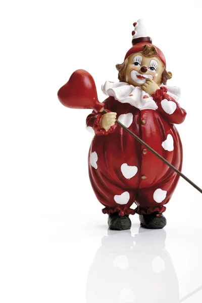 Little Clown Figurine Heart — Stock Photo, Image