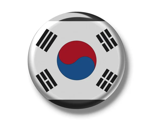 Distintivo de botão com bandeira de South Corea — Fotografia de Stock