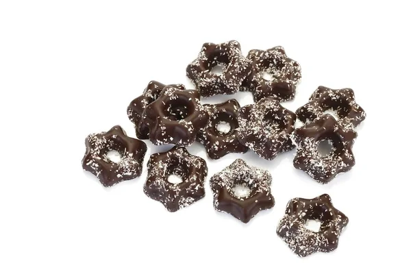 Caramelos Estrella Coco Recubiertos Chocolate —  Fotos de Stock