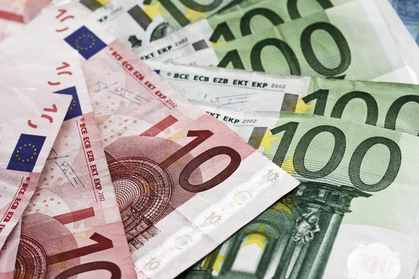 Nahaufnahme Der Euro Banknoten — Stockfoto