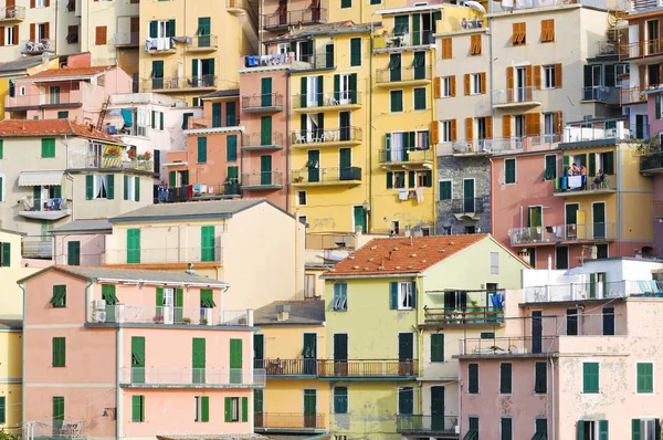 Fasader Hus Ligger Inbäddade Manarola Ligurien Cinque Terre Italien Europa — Stockfoto