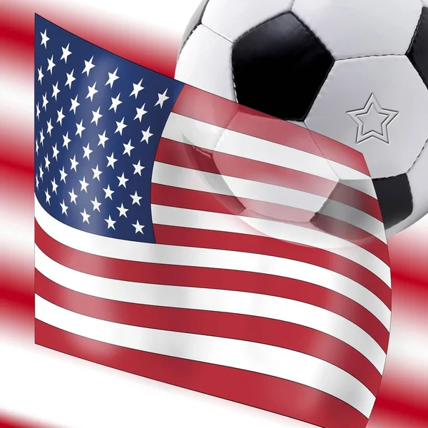 Fotboll med Usa flaggan — Stockfoto