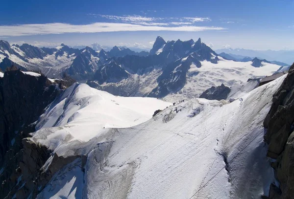 パノラマの山 Aiguille Midi Mont Blance Masff Chamonix France Europe — ストック写真