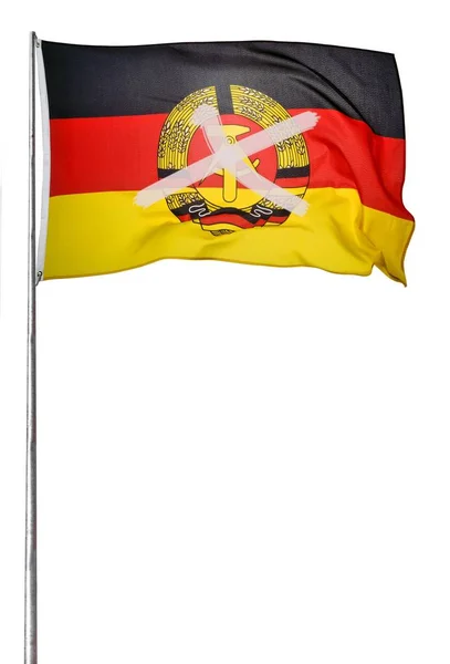 Ddr Flagge Fahnenmast Durchgestrichen — Stockfoto