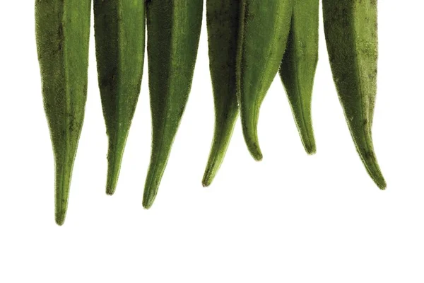 绿秋葵荚的 Partila — 图库照片