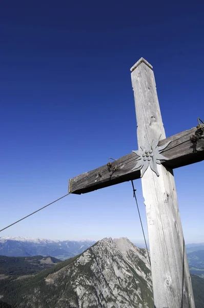 Summit Cross Stoderzinken Štýrsko Rakousko Evropa — Stock fotografie