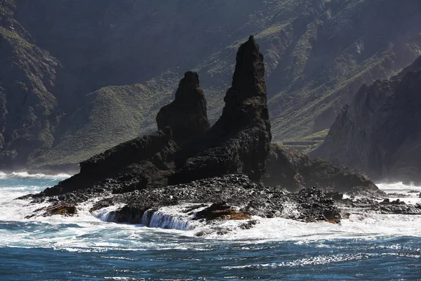 Roca Rinoceronte Nashornfelsen Remo Strand Arguamul Gomera Kanarische Inseln Spanien — Stockfoto