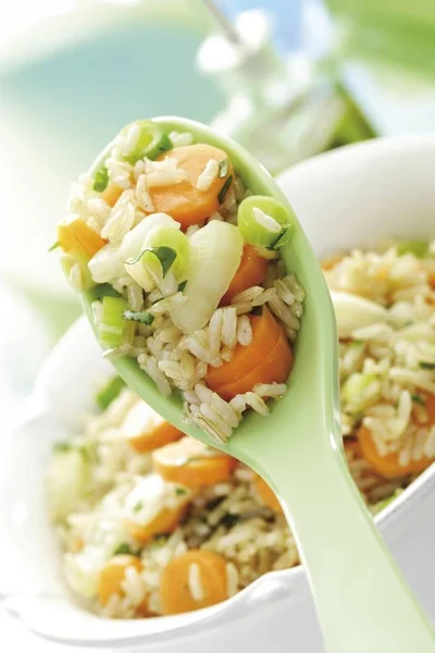 Nahaufnahme Auf Vegetarischem Reisgericht — Stockfoto