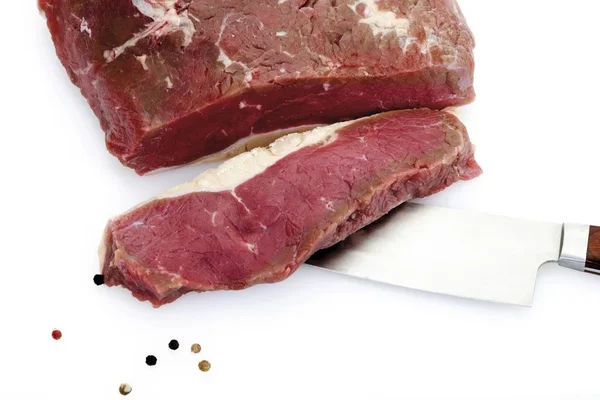 Raw Rump Steak White Background — Stock Photo, Image
