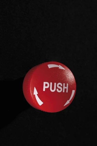 Push Button Emergency Button Isolated Black Background — Stock Photo, Image