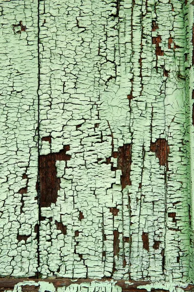 Light Green Varnish Paint Peeling Wood Surface — Stock Photo, Image