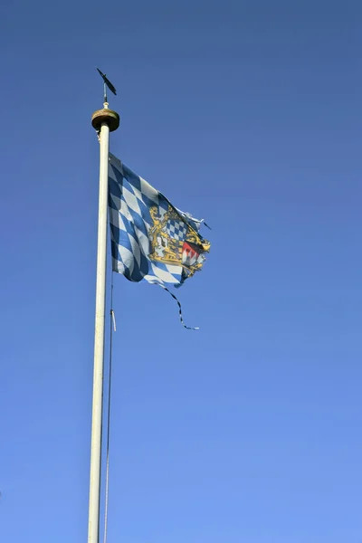Bandeira Baviera Céu Azul — Fotografia de Stock