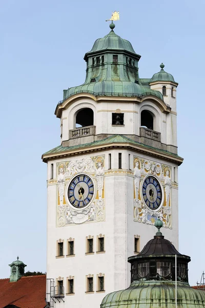 Вежа Muellersches Volksbad Річка Ісар Мюнхені Баварія Німеччина Європа — стокове фото