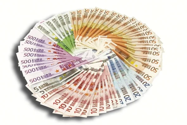 Euro Bills Spread Out Circle — Stock Photo, Image