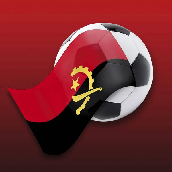 Calcio con bandiera angolana — Foto Stock