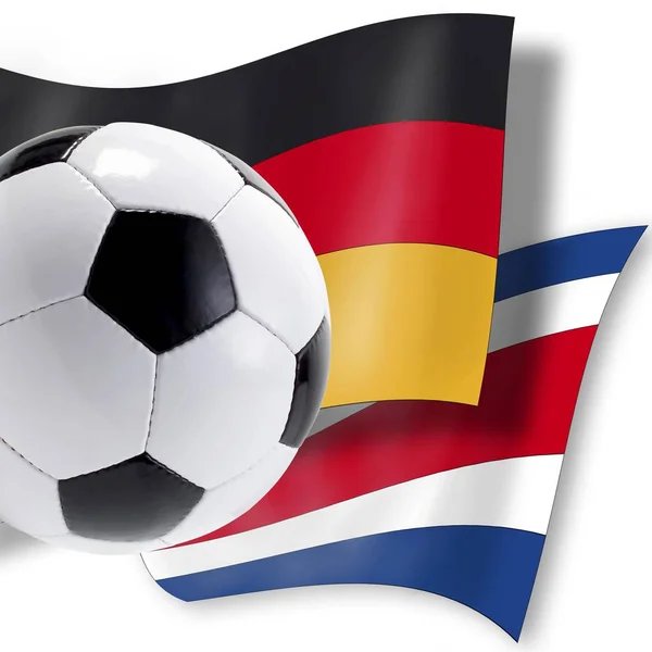 Fotbal s německými a kostarické příznaky — Stock fotografie
