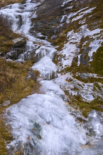 Frozen Mountain Creek Zermatt Valais Wallis Switzerland Europe — Stock Photo, Image