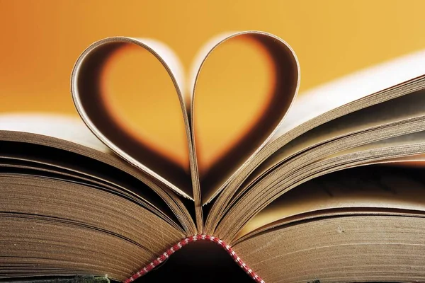 Livre Ouvert Pages Forme Coeur — Photo