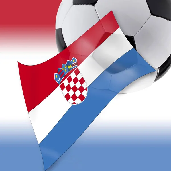 Calcio e bandiera croata — Foto Stock