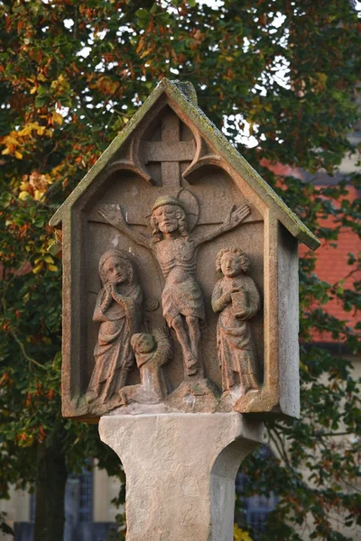 Old Wayside Shrine Rheinfeldshof Rhoen Grabfeld Franconia Bavaria Germany Europe — Stock Photo, Image