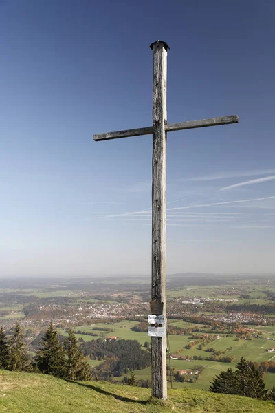 Summit Cross Blomberg View Bad Toelz Upper Bavaria Germany Europe — Stock Photo, Image