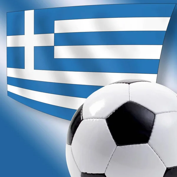 Voetbal met Griekse vlag — Stockfoto
