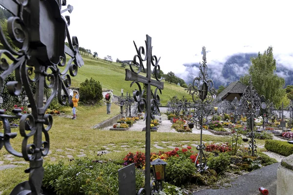 Hřbitov Úrovně Jižní Tyrolsko Itálie Evropa — Stock fotografie