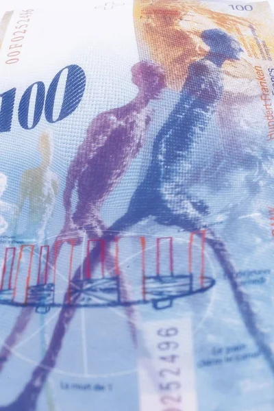 Billete 100 Francos Suizos Reverso — Foto de Stock